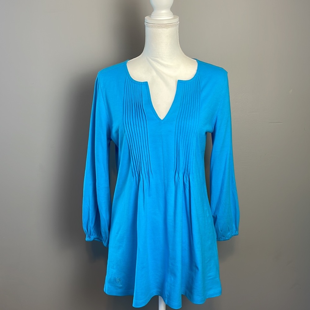 Lily Pulitzer Solid Blue Long Sleeve Shirt. Size Medium